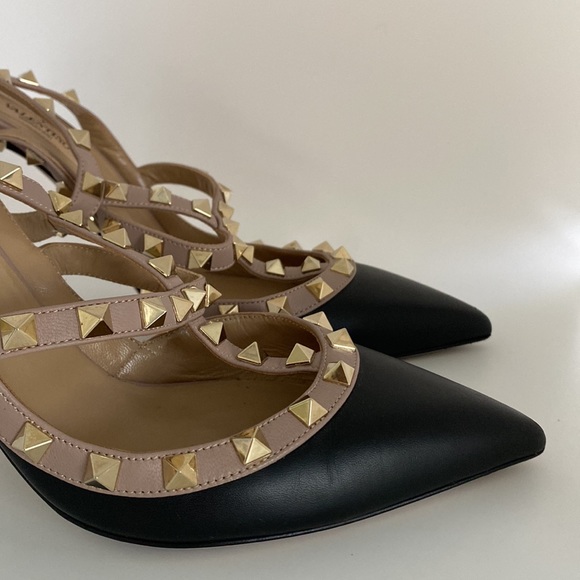 Valentino Rockstud Leather Sling Back Shoes Heels - Picture 11 of 15